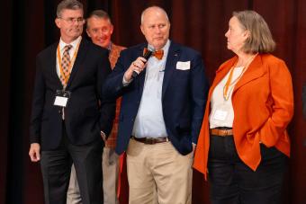 Four people on stage